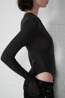 Sheer Bodysuit - Charcoal