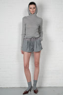 Hooded Ribbed Top - Grey