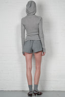 Hooded Ribbed Top - Grey