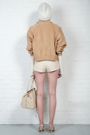 Suede Bomber Jacket - Camel Beige