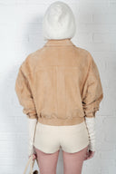 Suede Bomber Jacket - Camel Beige
