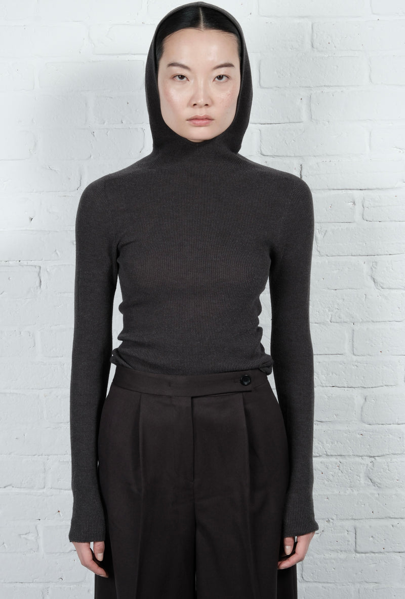 Hooded Ribbed Top
