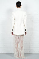 High-Collar Wool Wrap Blazer – Ivory