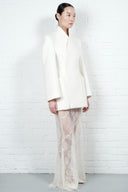 High-Collar Wool Wrap Blazer – Ivory