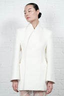 High-Collar Wool Wrap Blazer – Ivory