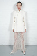 High-Collar Wool Wrap Blazer – Ivory