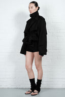 Cropped Trench Coat - Black