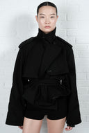 Cropped Trench Coat - Black