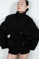 Cropped Trench Coat - Black