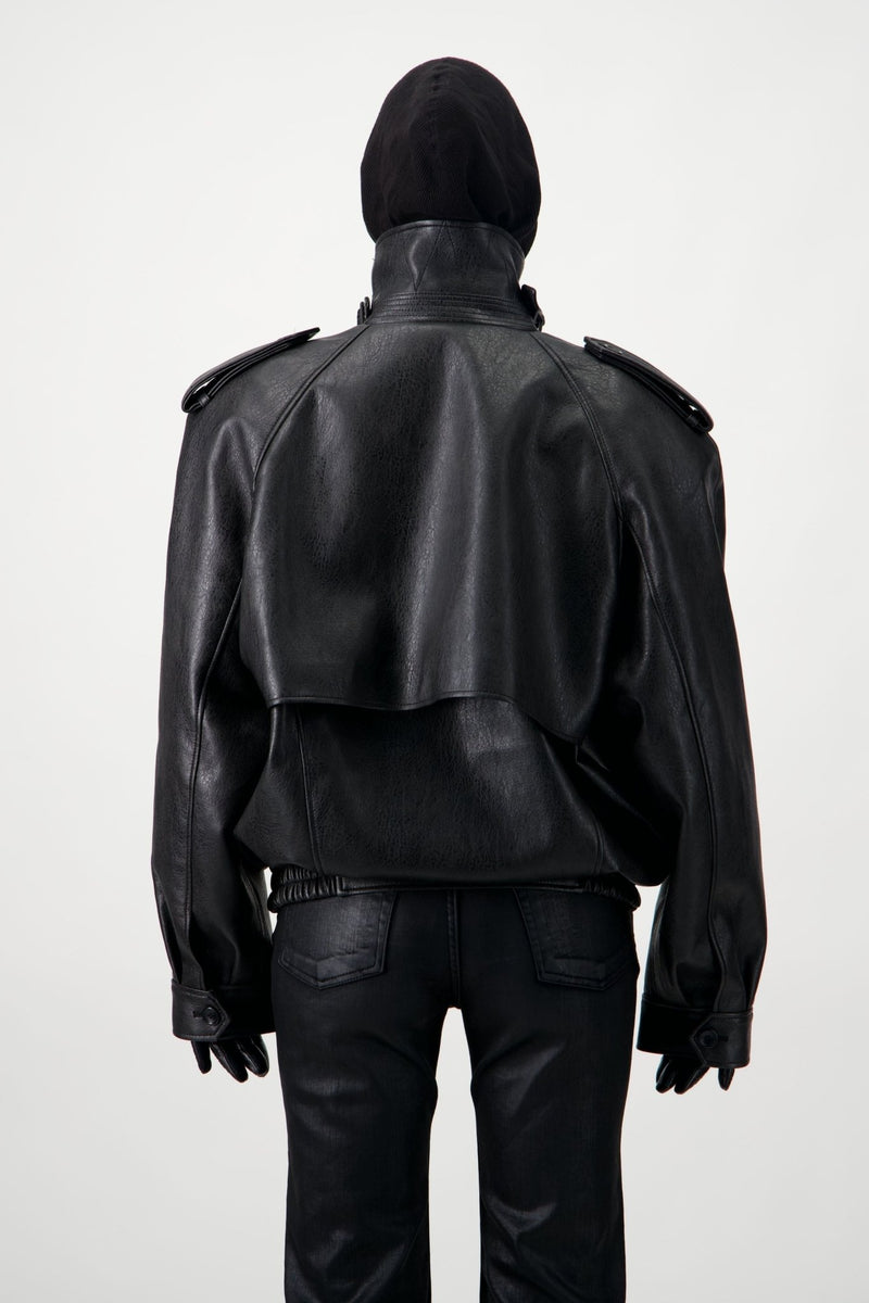 Oversized Bomber Leather Jacket - AFTERHOURS
