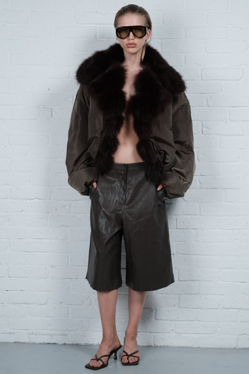 Patina Leather Bermuda Pants - AFTERHOURS