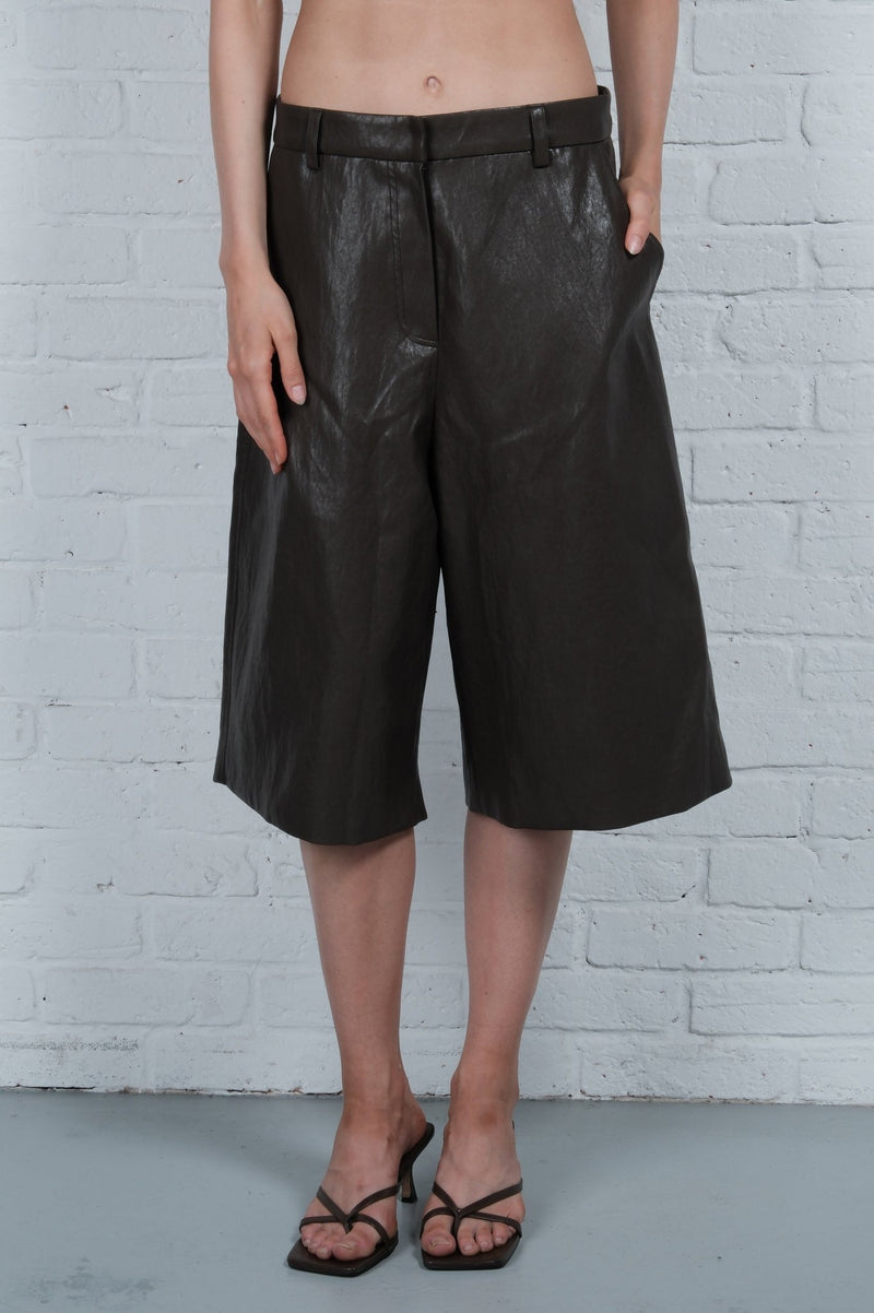 Patina Leather Bermuda Pants - AFTERHOURS