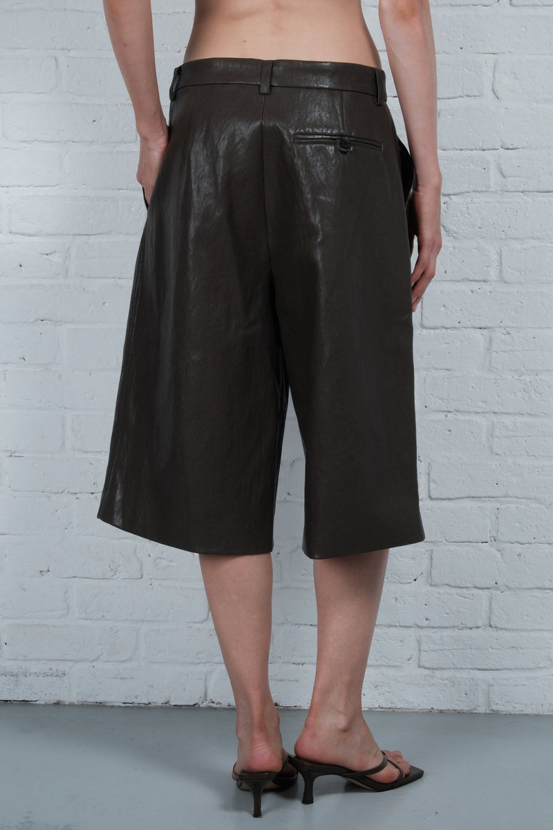 Patina Leather Bermuda Pants - AFTERHOURS