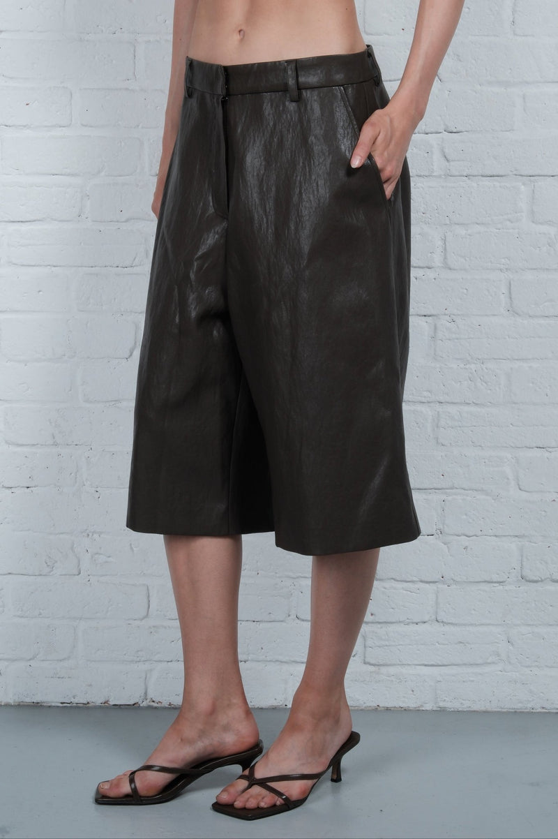 Patina Leather Bermuda Pants - AFTERHOURS