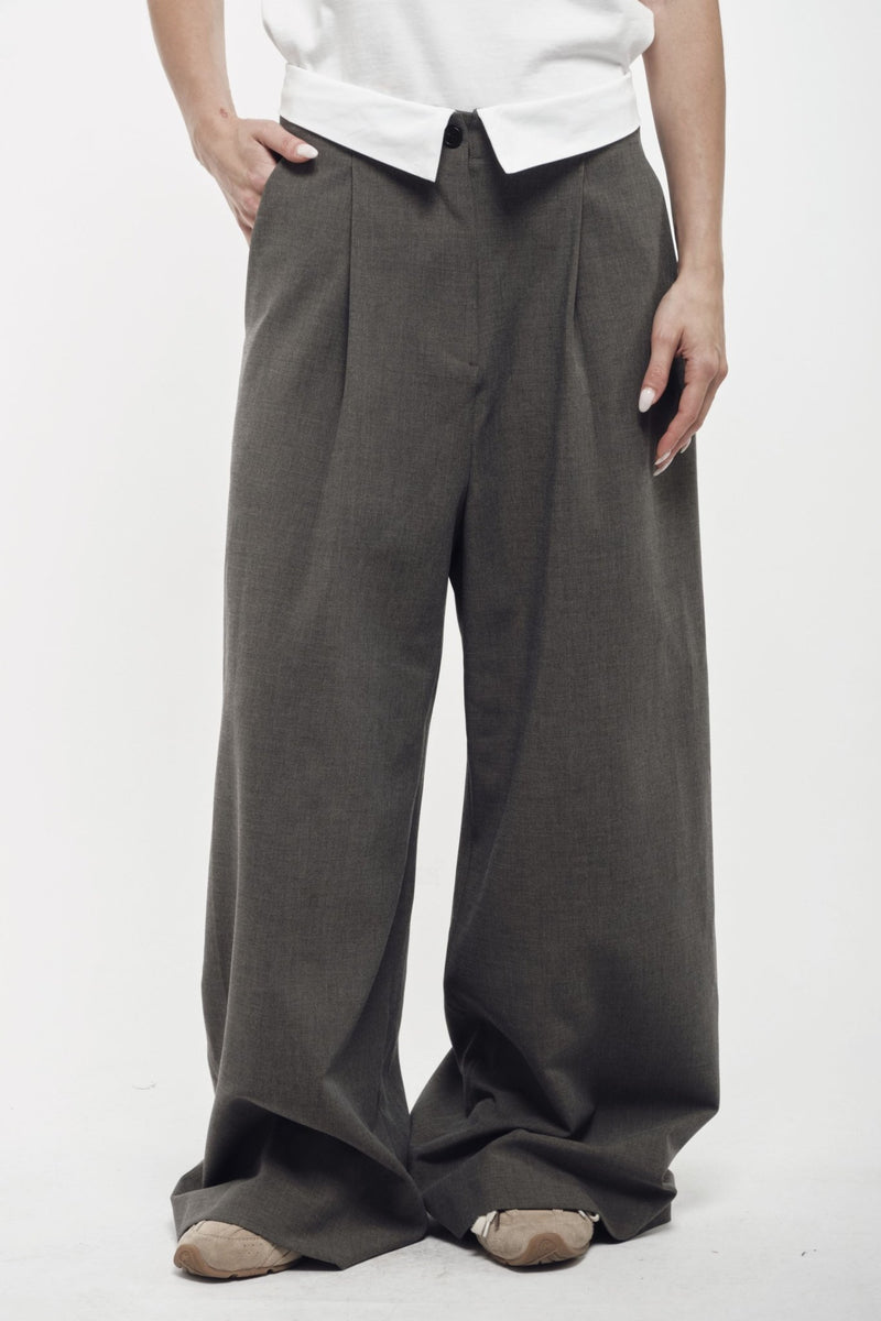 Pin-Tuck Wide Trousers - AFTERHOURS