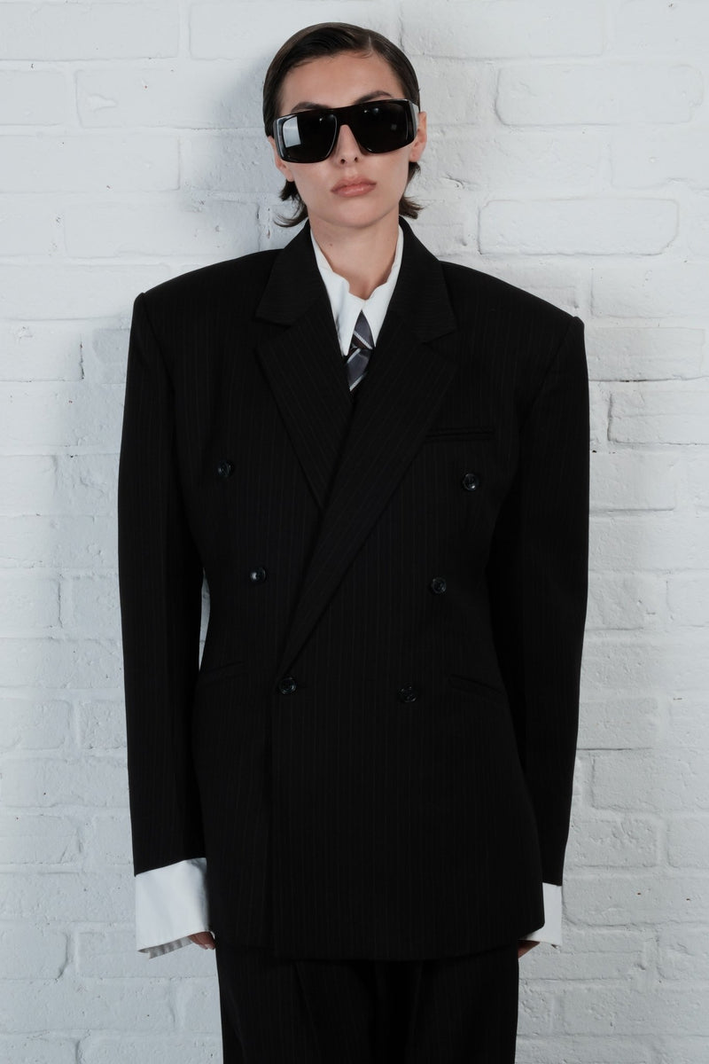 Pinstripe Double-Breasted Blazer - AFTERHOURS