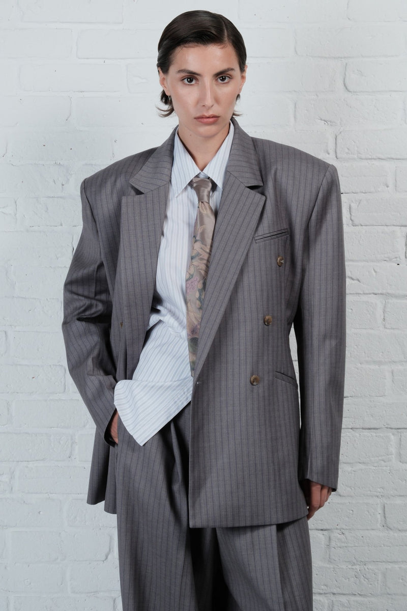 Pinstripe Double-Breasted Blazer - AFTERHOURS