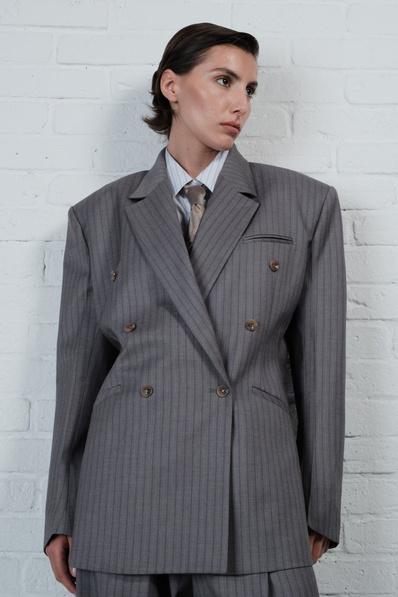 Pinstripe Double-Breasted Blazer - AFTERHOURS