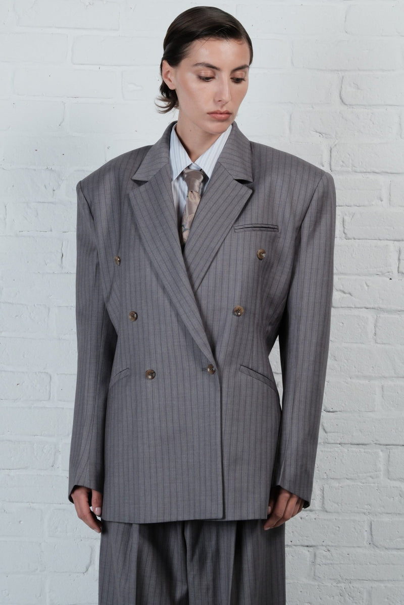 Pinstripe Double-Breasted Blazer - AFTERHOURS