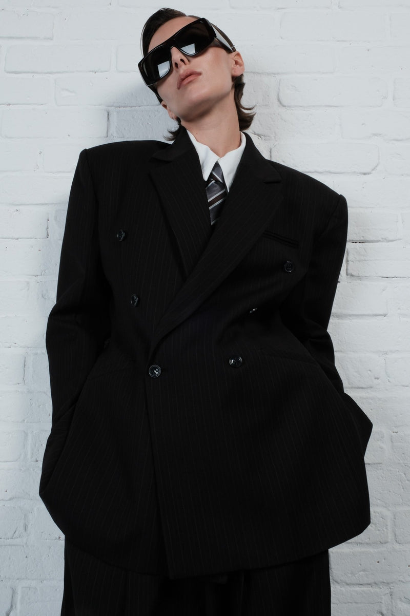 Pinstripe Double-Breasted Blazer - AFTERHOURS