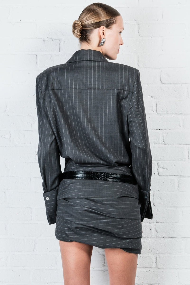 Pinstripe Shirt Dress - AFTERHOURS