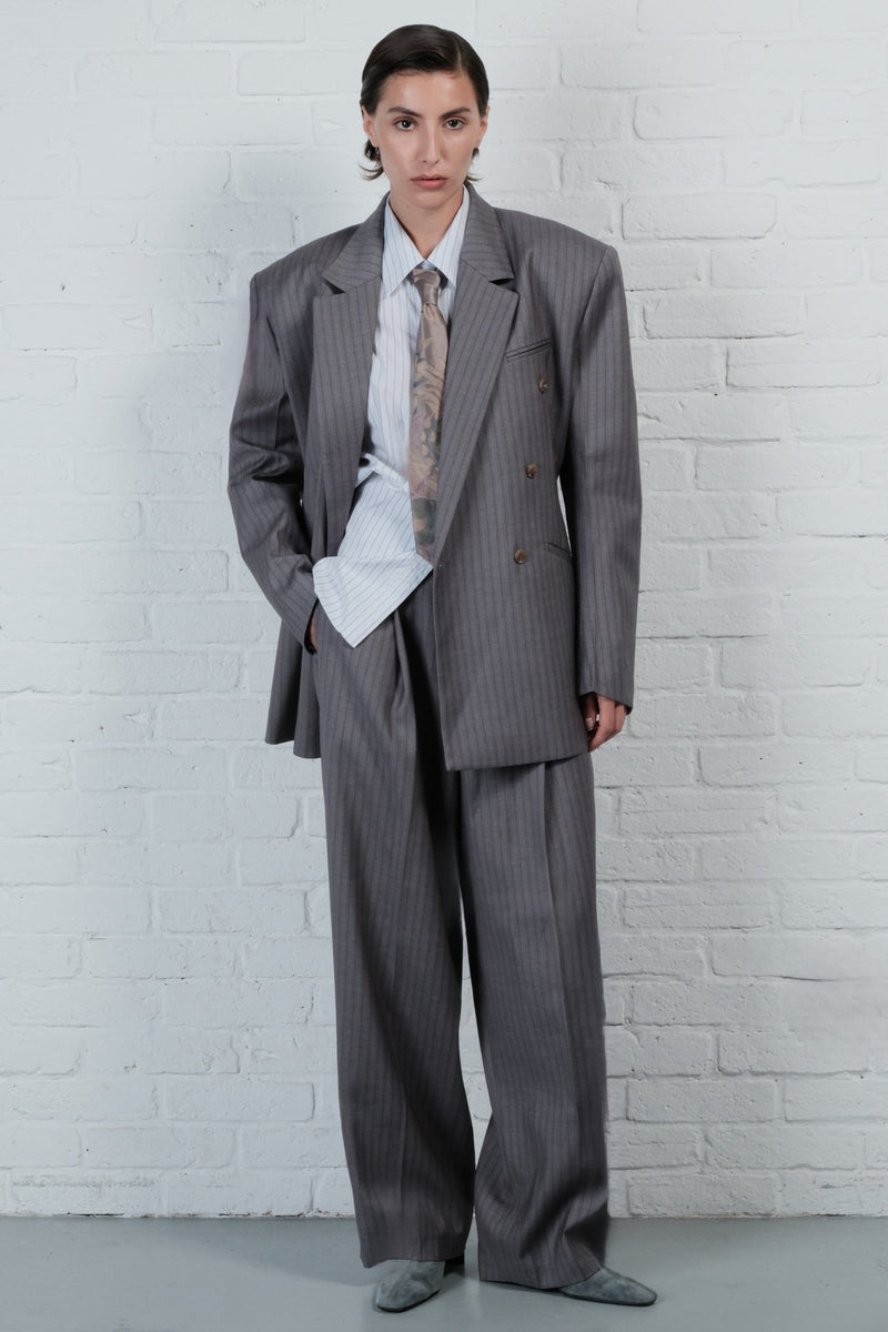 Pinstripe Wide-Leg Trousers - AFTERHOURS