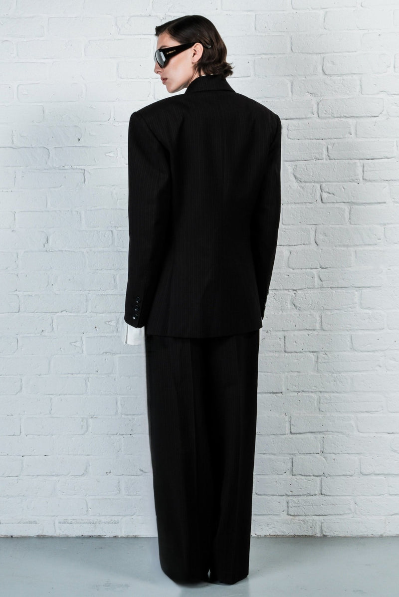 Pinstripe Wide-Leg Trousers - AFTERHOURS