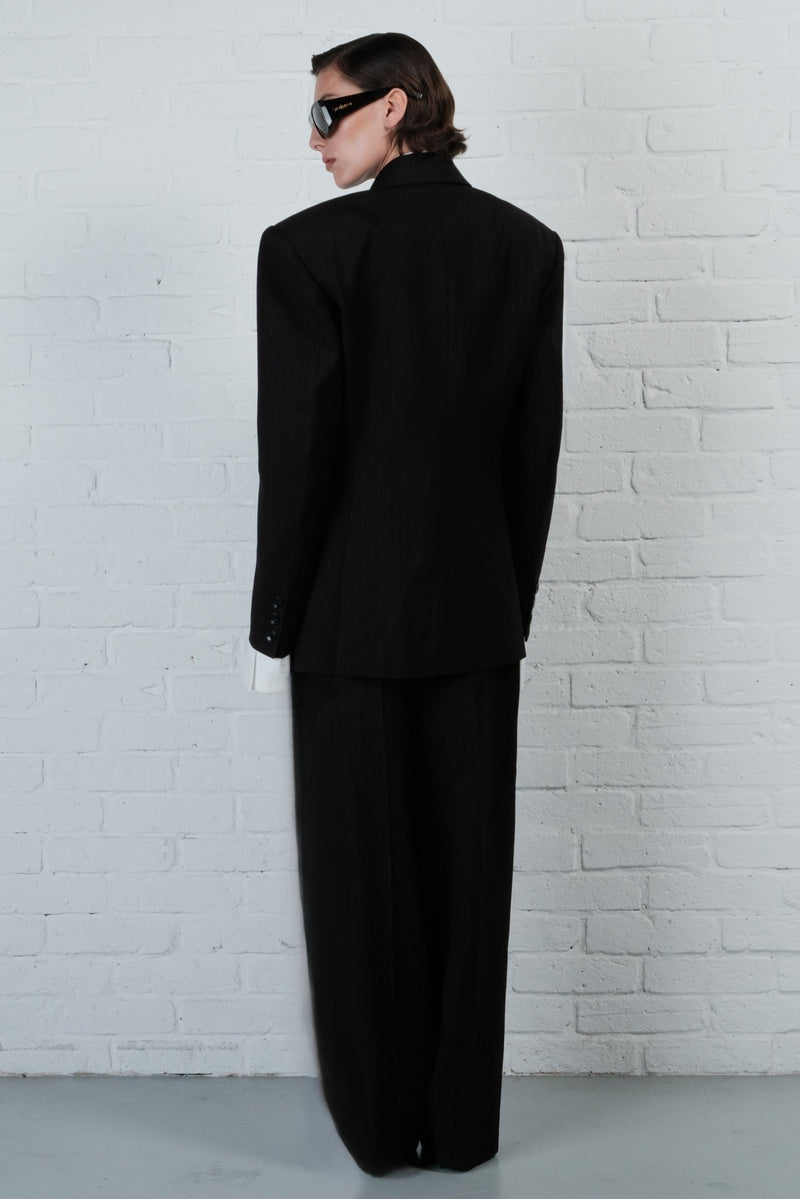 Pinstripe Wide-Leg Trousers - AFTERHOURS