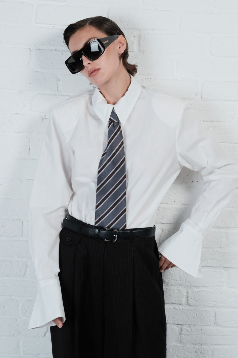 Pinstripe Wide-Leg Trousers - AFTERHOURS