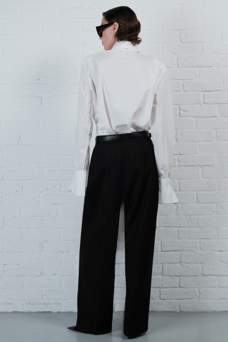 Pinstripe Wide-Leg Trousers - AFTERHOURS