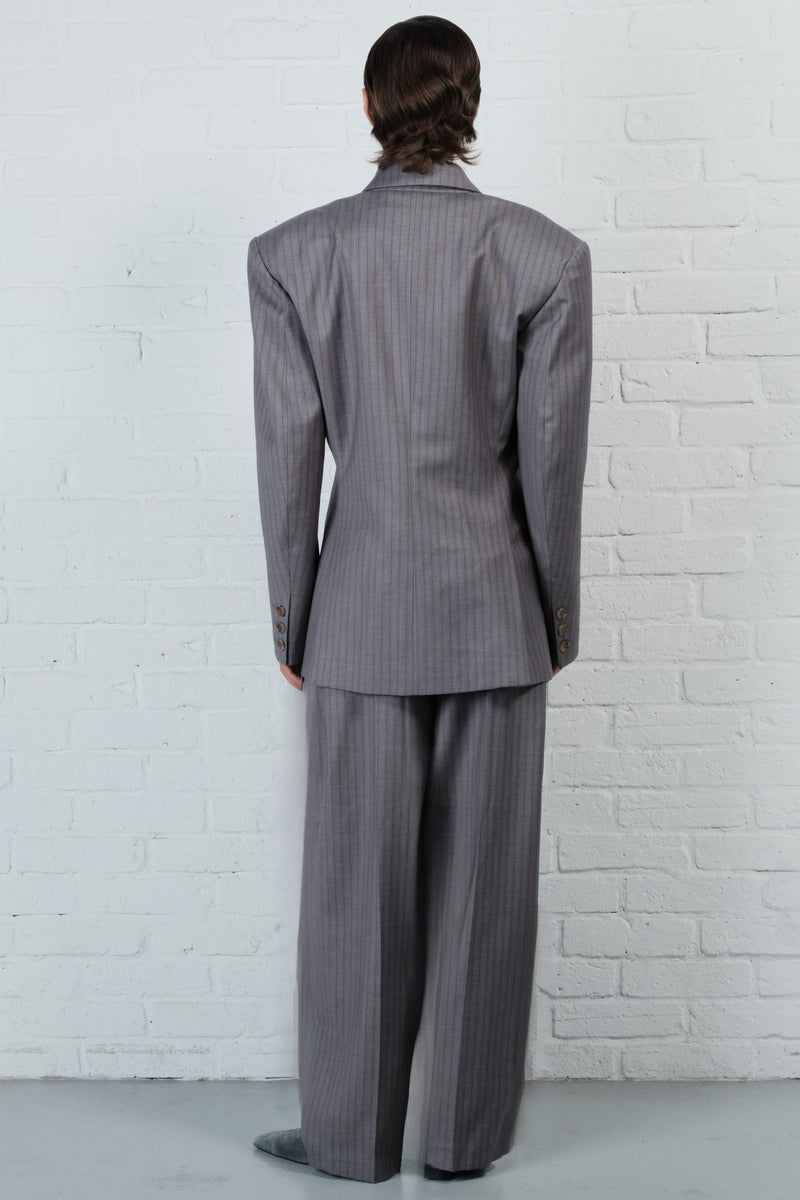 Pinstripe Wide-Leg Trousers - AFTERHOURS