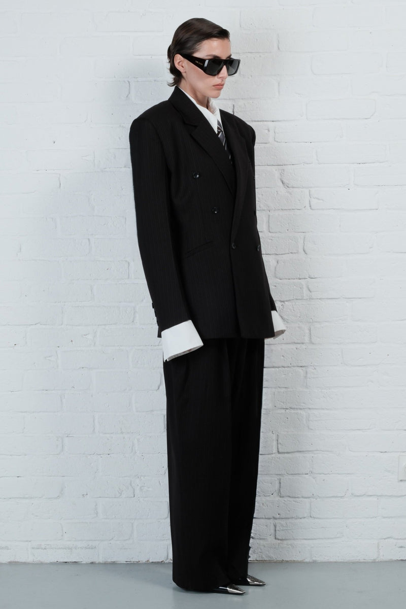 Pinstripe Wide-Leg Trousers - AFTERHOURS