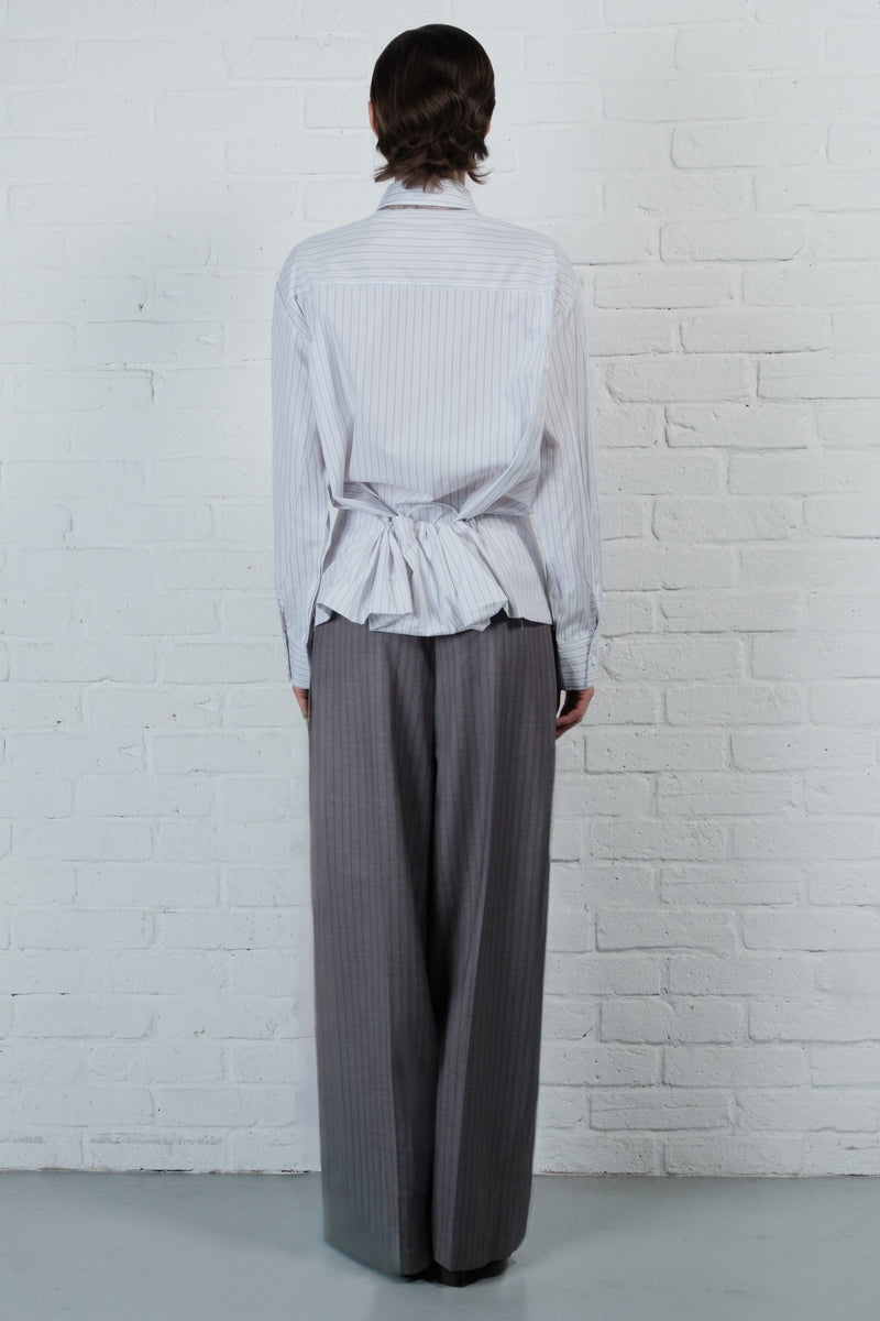 Pinstripe Wide-Leg Trousers - AFTERHOURS