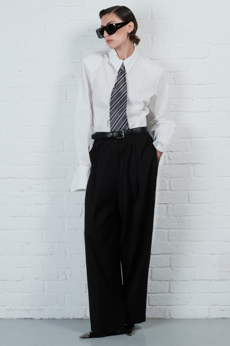 Pinstripe Wide-Leg Trousers - AFTERHOURS