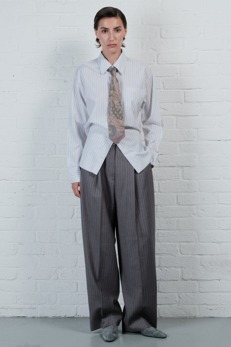 Pinstripe Wide-Leg Trousers - AFTERHOURS