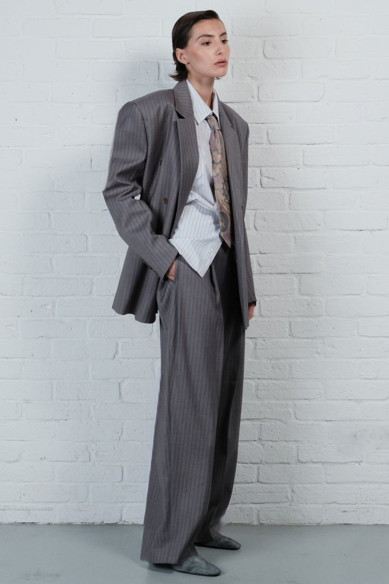 Pinstripe Wide-Leg Trousers - AFTERHOURS