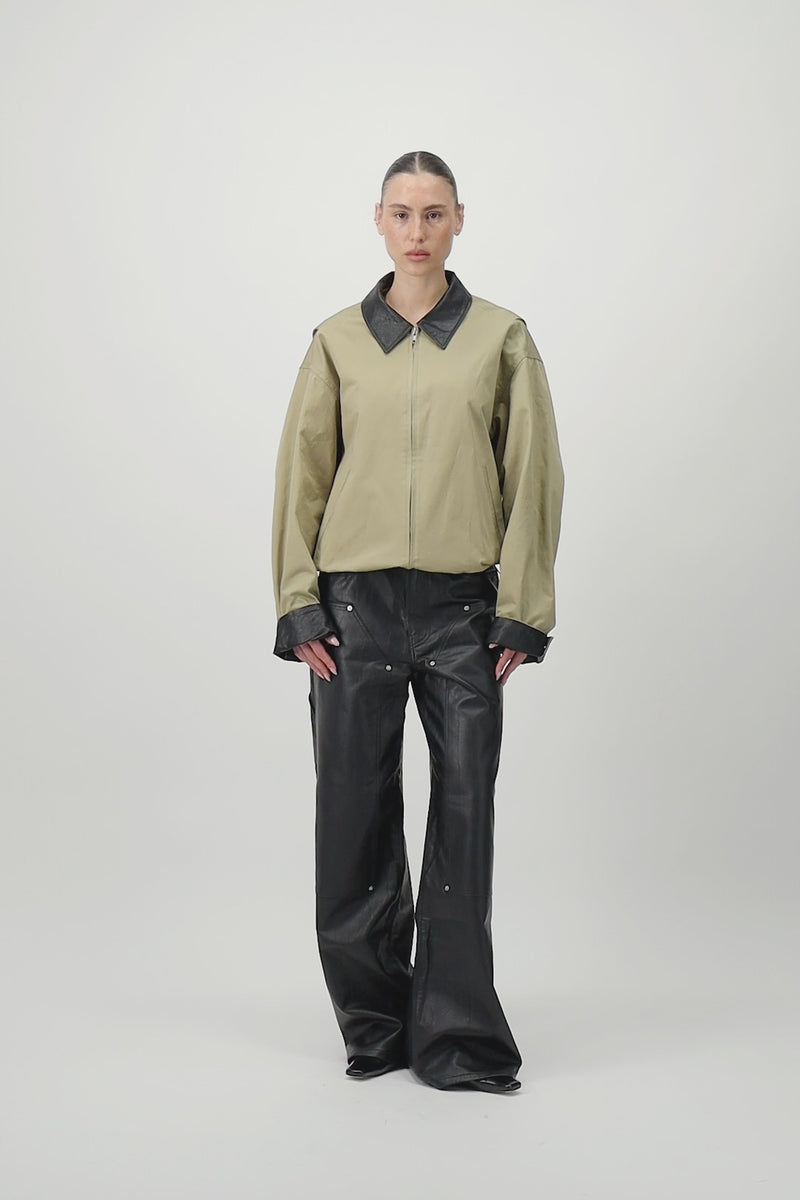Cotton & Leather Blouson