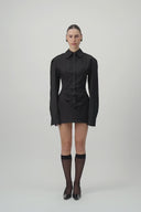 Corset Shirt Dress - Black