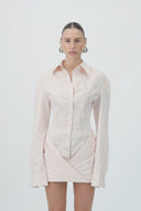Corset Shirt Dress - Blush Pink