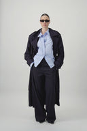 Oversized Pinstripe Trench Coat