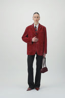 Suede Blazer - Dark Red