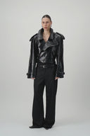 Straight-Leg Pinstripe Trousers - Black