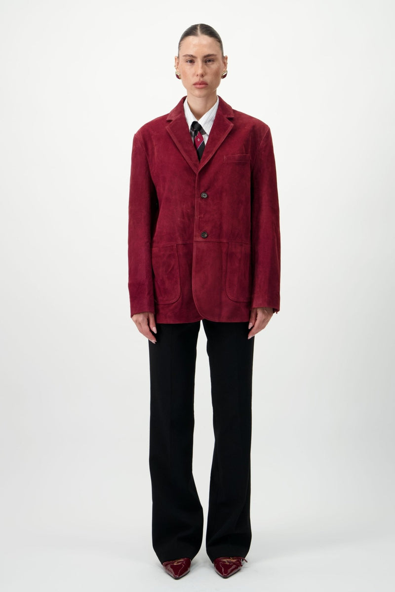 Suede Leather Blazer - AFTERHOURS