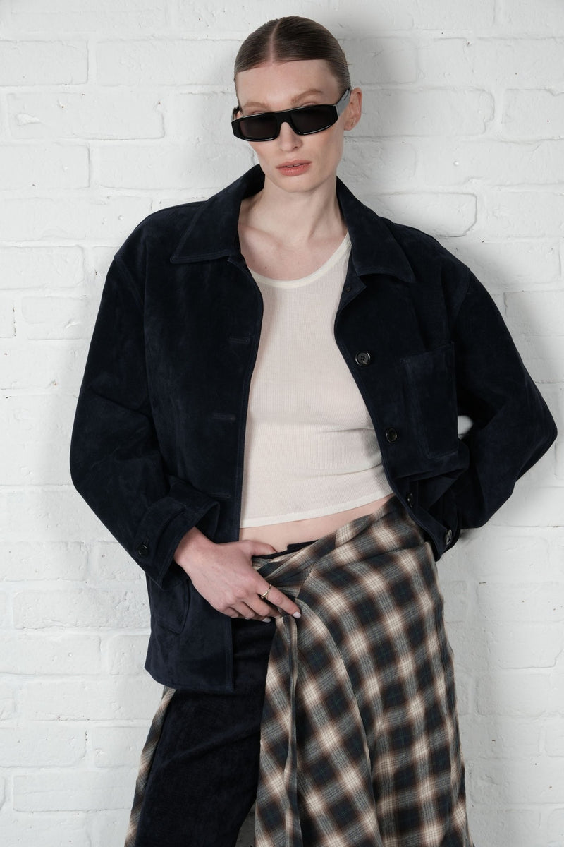 Suede Leather Blazer - AFTERHOURS