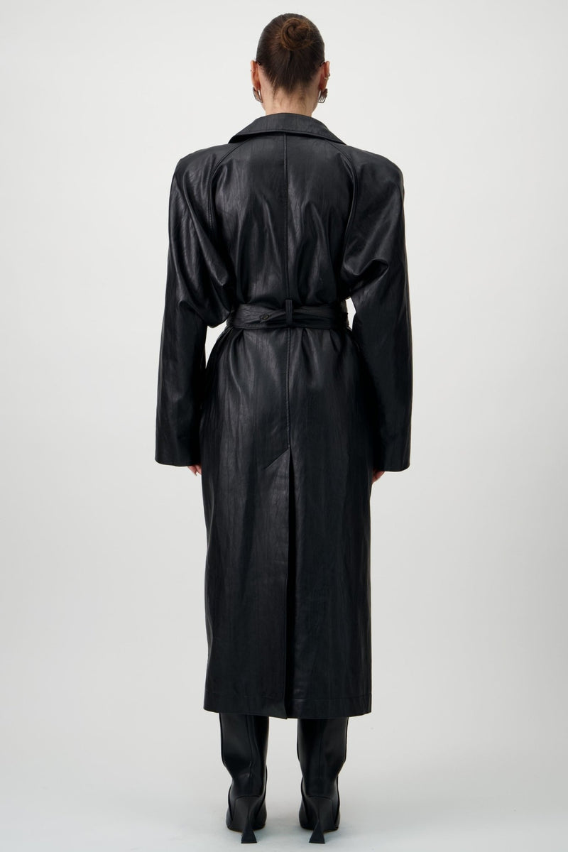 Vegan Leather Maxi Trench Coat - AFTERHOURS