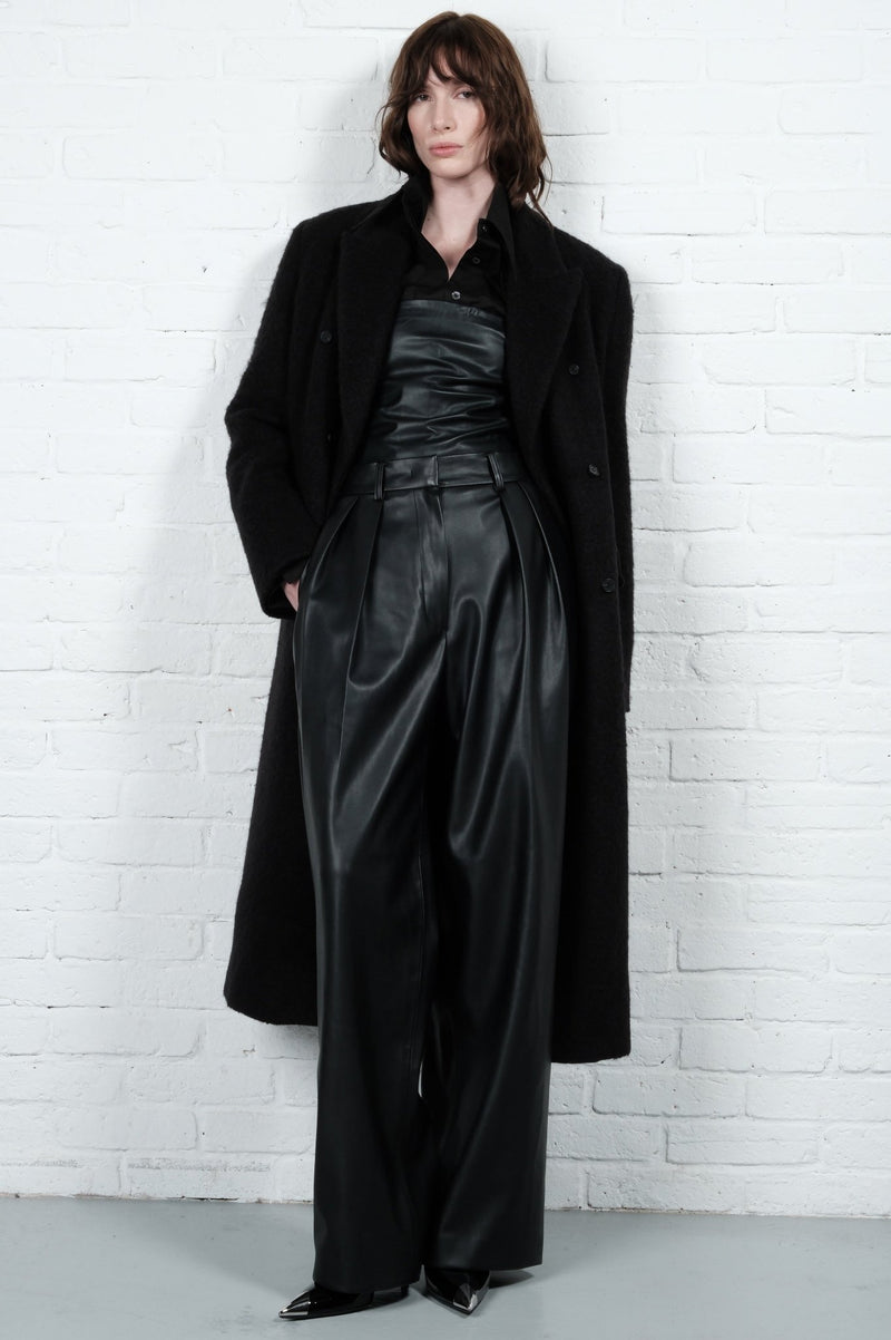 Vegan Leather Pleated Trousers - AFTERHOURS
