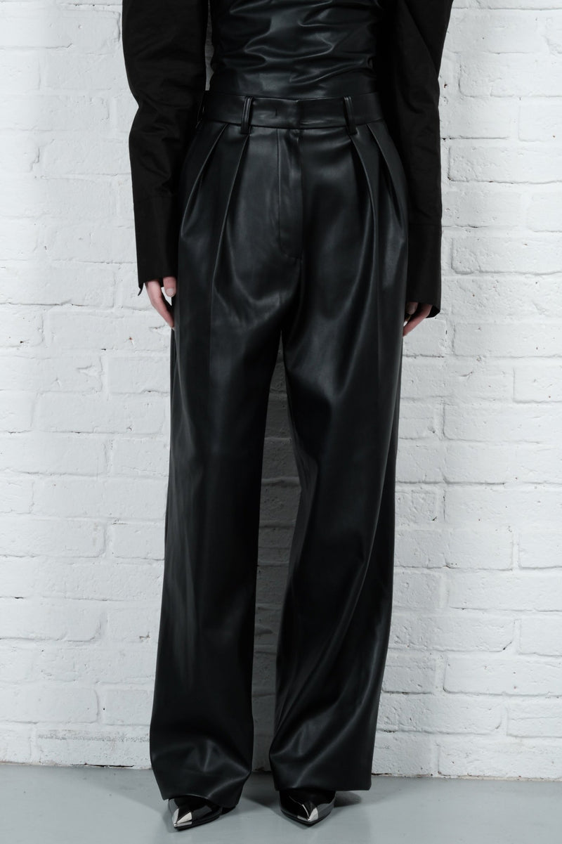 Vegan Leather Pleated Trousers - AFTERHOURS