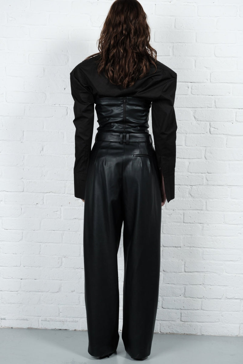 Vegan Leather Pleated Trousers - AFTERHOURS