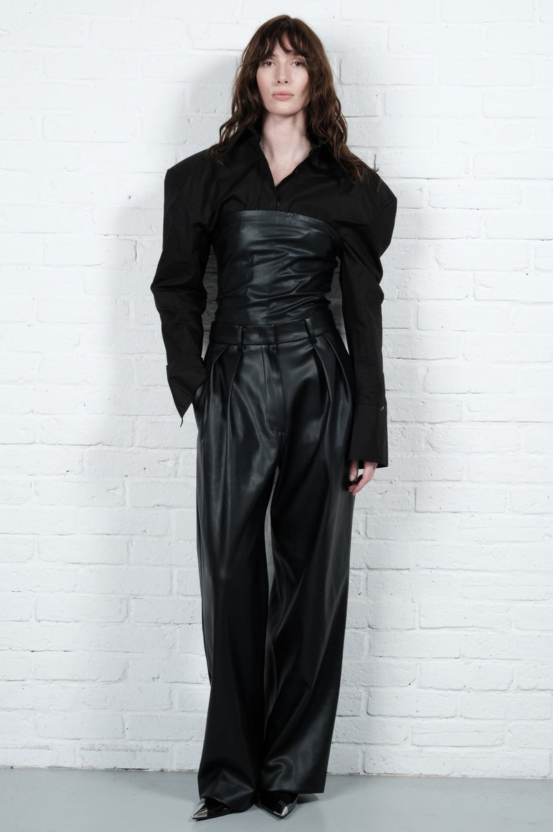 Vegan Leather Pleated Trousers - AFTERHOURS