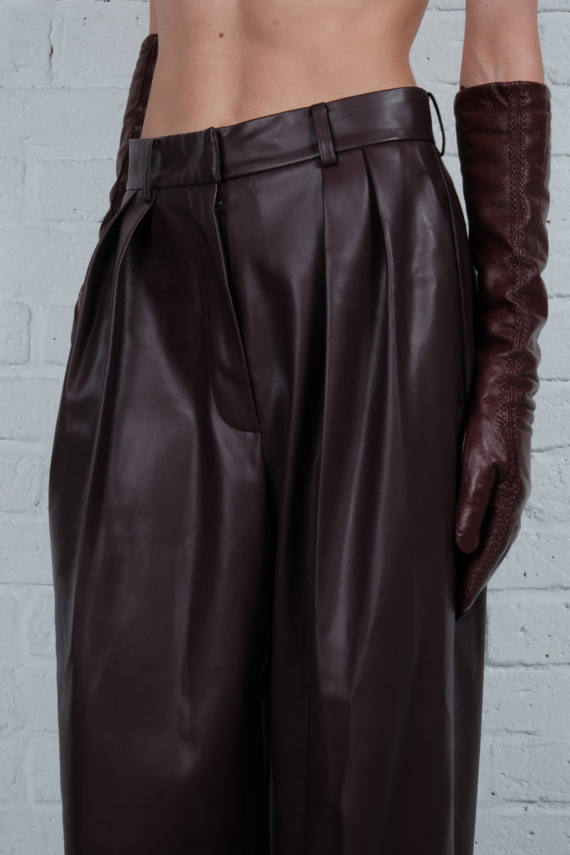 Vegan Leather Pleated Trousers - AFTERHOURS
